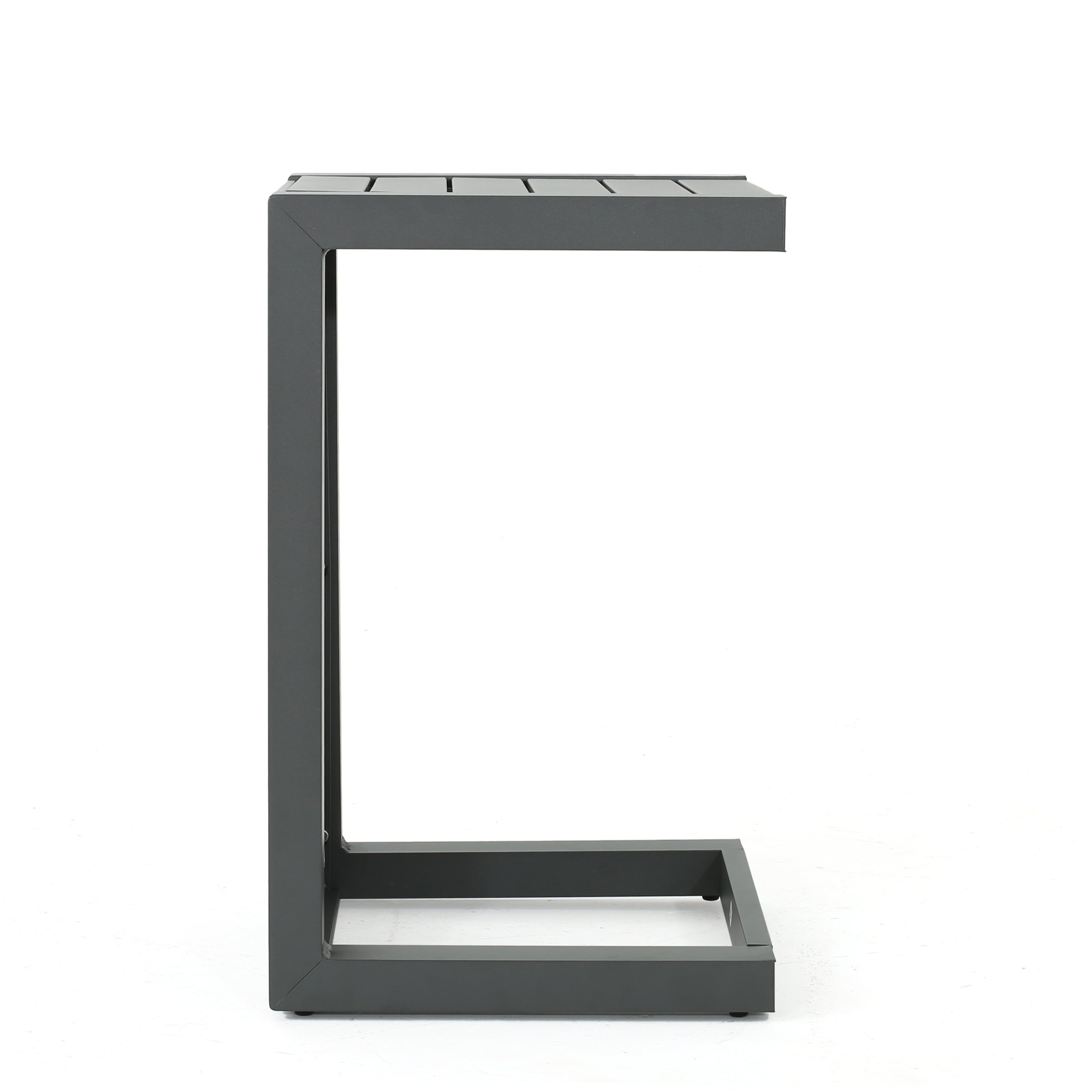 Outdoor C-Shape Side Table Aluminum Gray 14.5x15x24