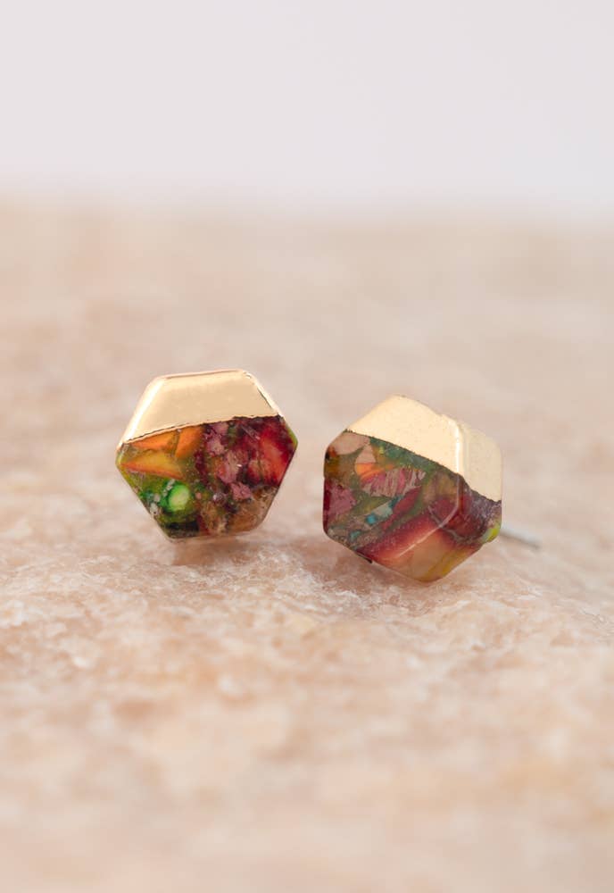 Sedona Stud Earrings in Sunrise Red