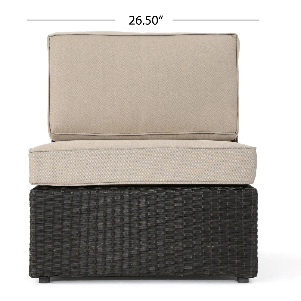 Outdoor Sectional Set PE Rattan Iron Dark Brown 8 Piece No Assembly