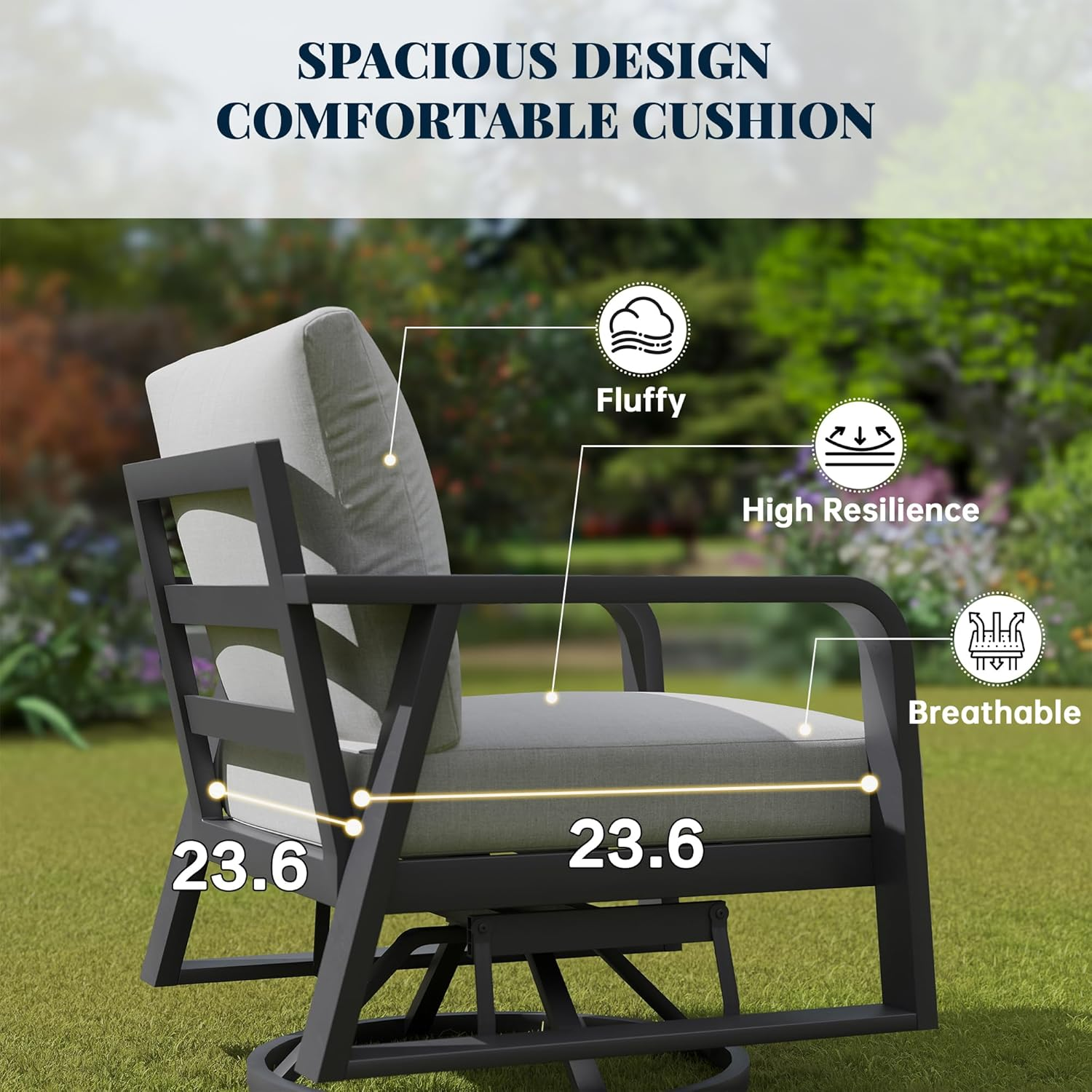 Outdoor Swivel Chair Aluminum Dark Gray Set of 2