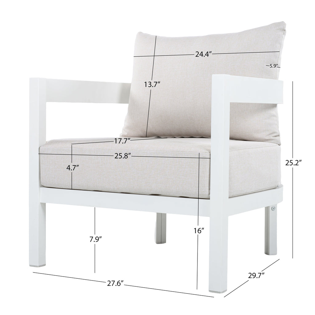 Outdoor Conversation Set Aluminum White Curved 5 Piece Seats 7