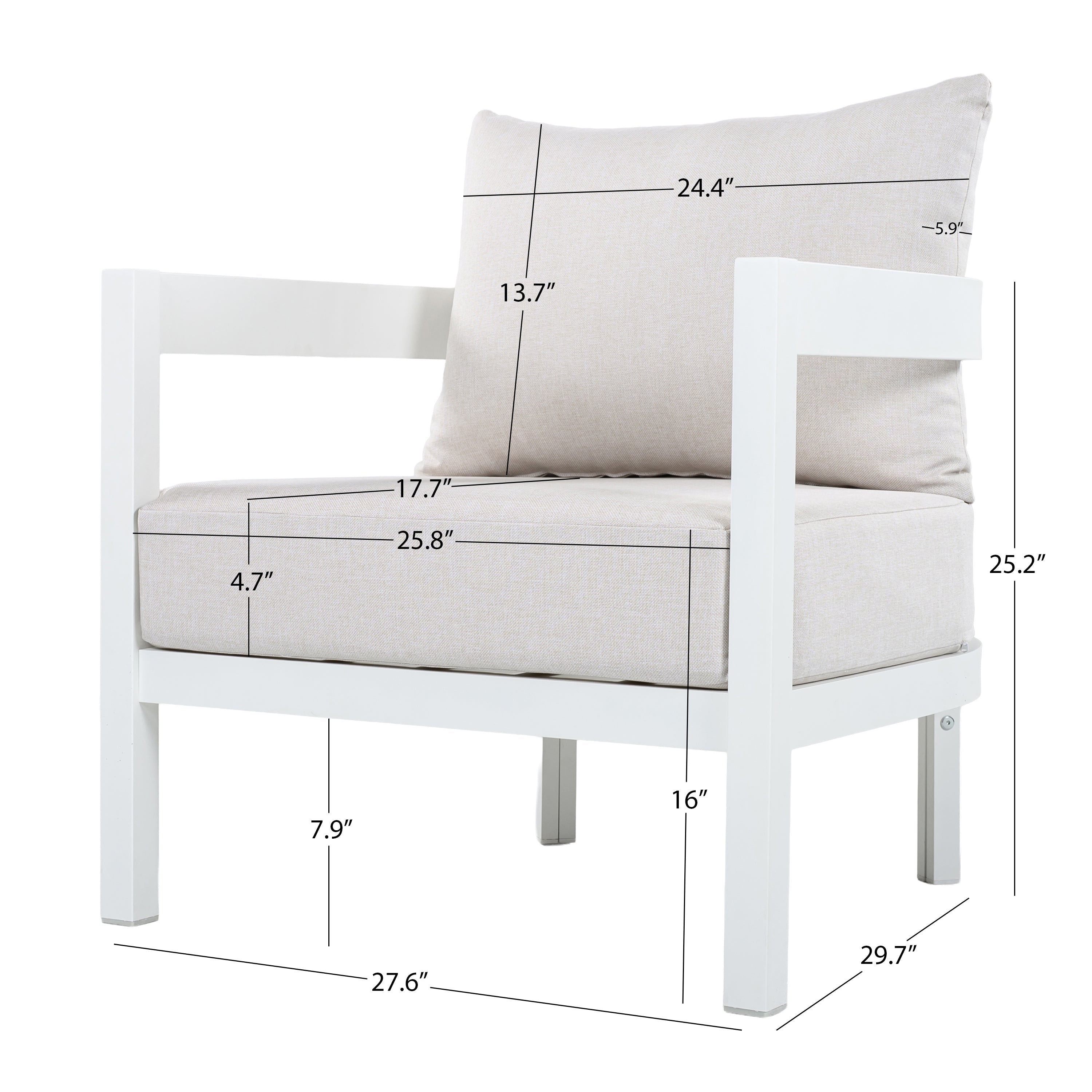 Outdoor Conversation Set Aluminum White Curved 5 Piece Seats 7