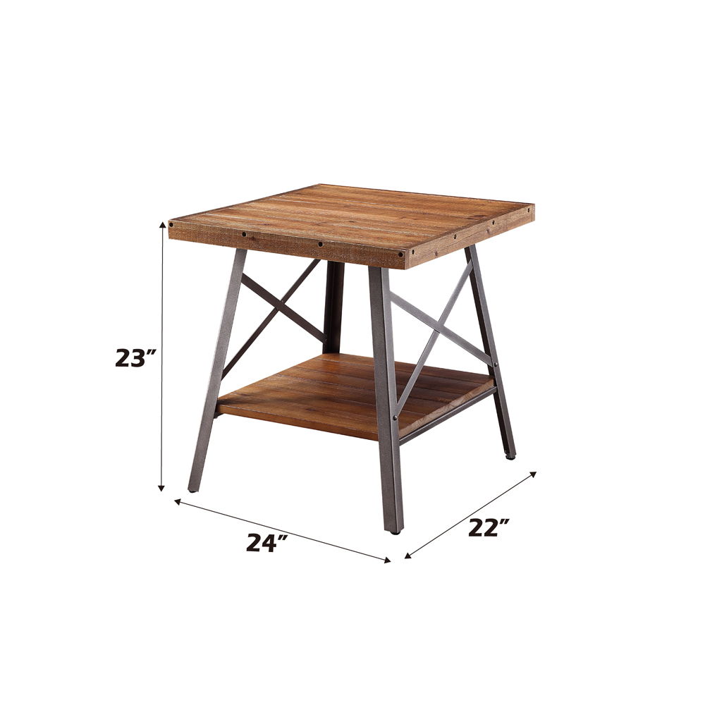 Ikram - End Table (Set of 2) - Weathered Oak & Sandy Black