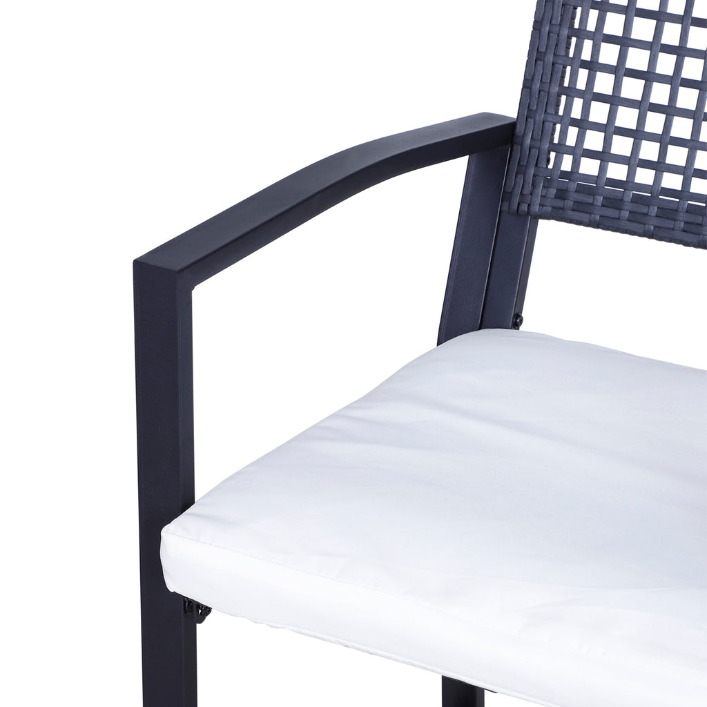 Outdoor Bar Set PE Rattan Black 3 Piece High Table 2 Bar Chairs Footrest
