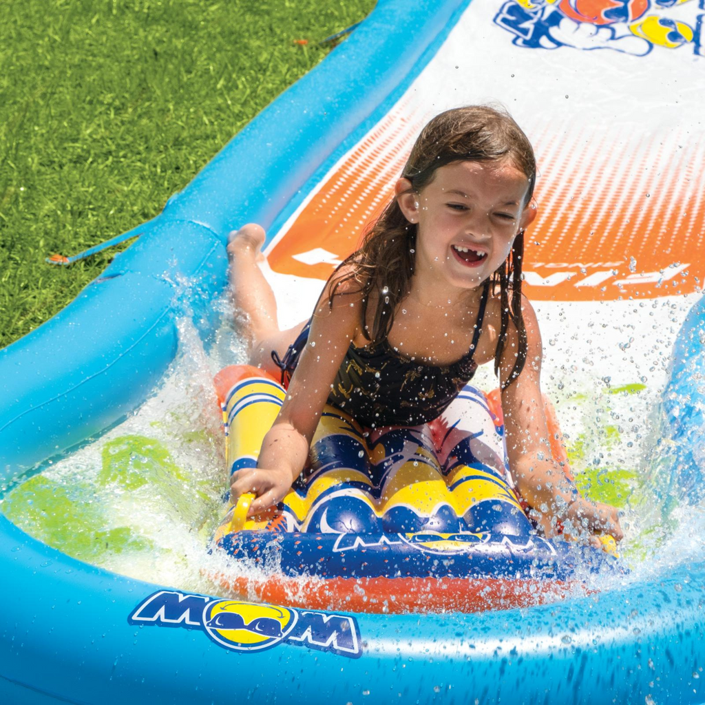 WOW Sports Single Lane Backyard Lawn Slide with Attached Pool