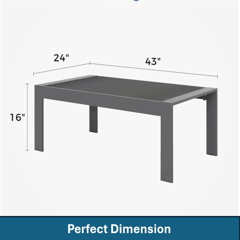 Outdoor Conversation Set 5 Seat Aluminum Gray Blue Cushion