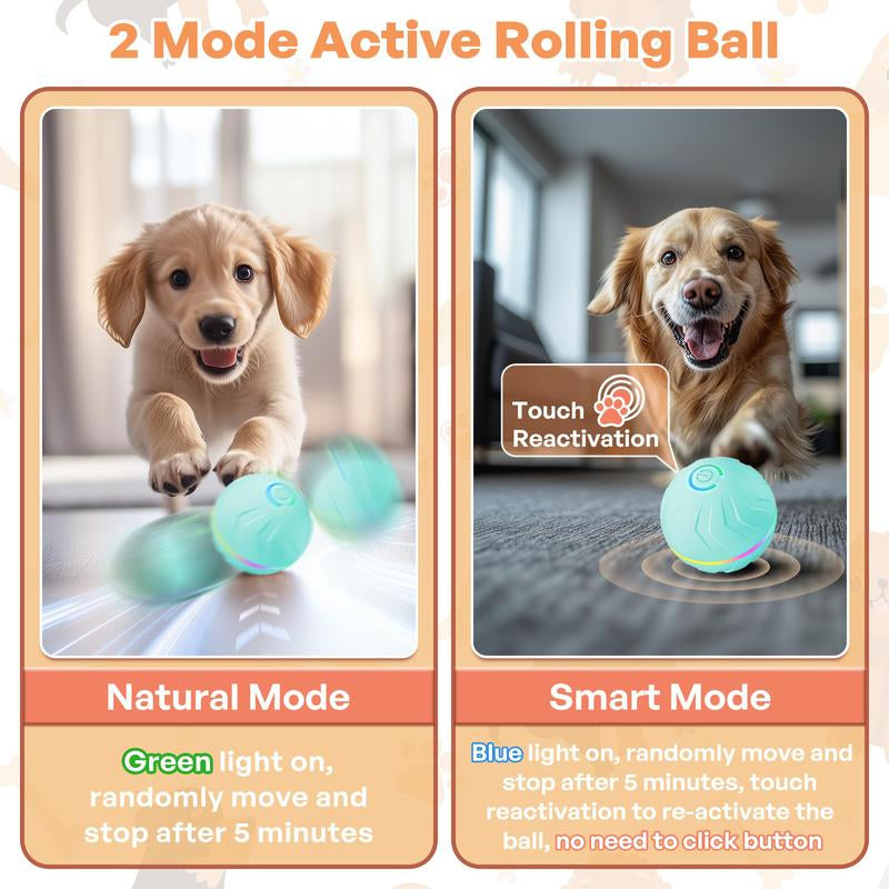Interactive Touch-Activated Dog Ball - Moving, Vibrating Toy for Small & Medium Dogs - Anti-Boredom, USB Rechargeable Fun!