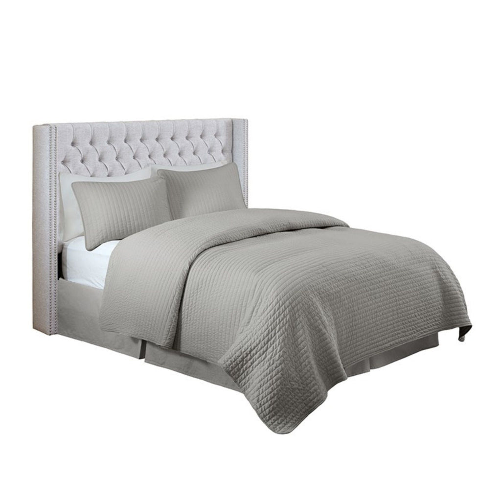 Transitional Upholstery Headboard With Tufted Buttons And Nailhead Trim