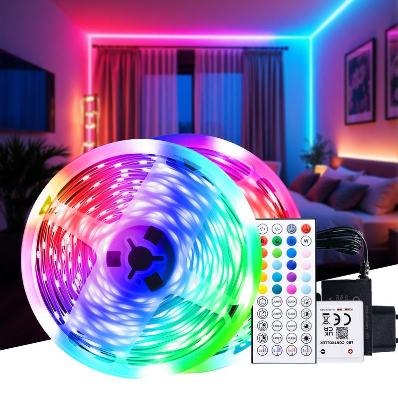RGB LED Strip Lights 50FT 100FT with Music Sync Smart App Control Color Changing Flexible DIY Home Decoration Kit Remote Included