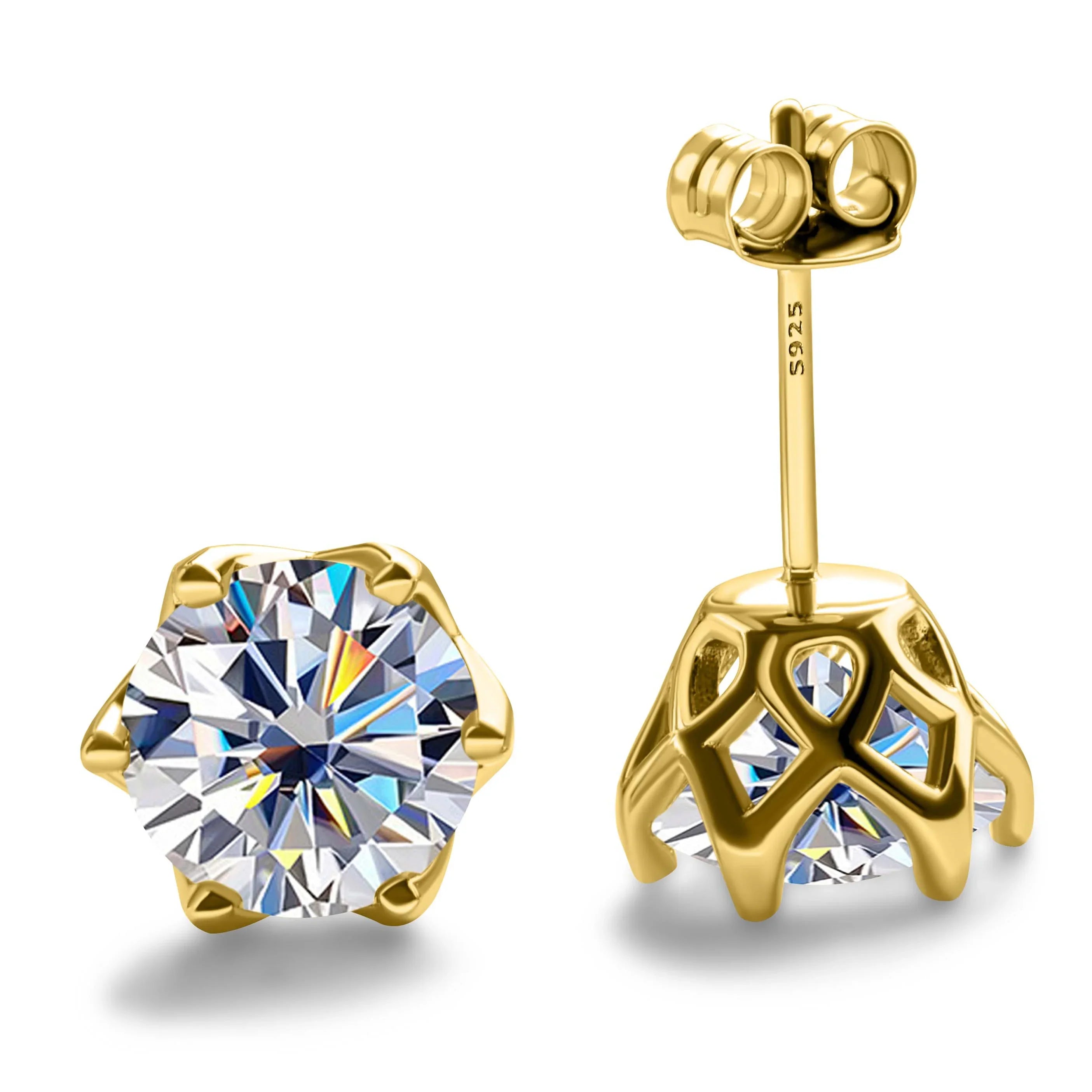 1-2 Carat D Color Moissanite Earrings 925 Sterling Silver Studs For Women