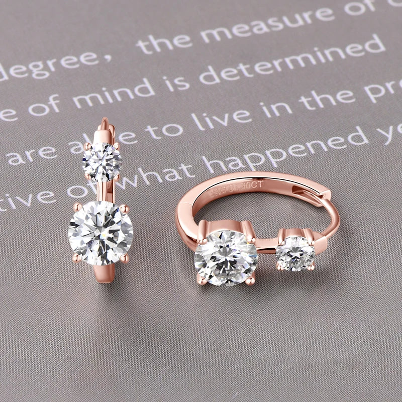1.30ct D Moissanite Hoop Stud Earrings 925 Sterling Silver Mini Hoops Women