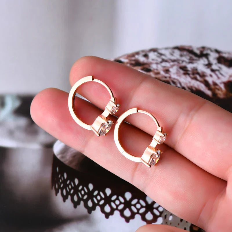 1.30ct D Moissanite Hoop Stud Earrings 925 Sterling Silver Mini Hoops Women