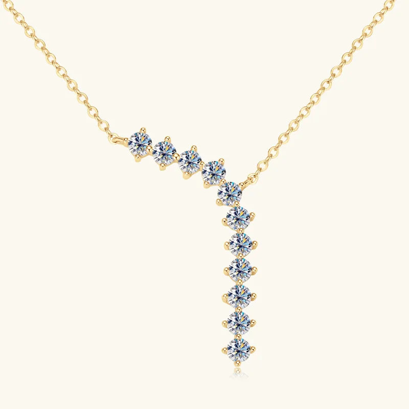 1.7ct Moissanite Necklace And Earrings Set 925 Sterling Silver Y Pendant D