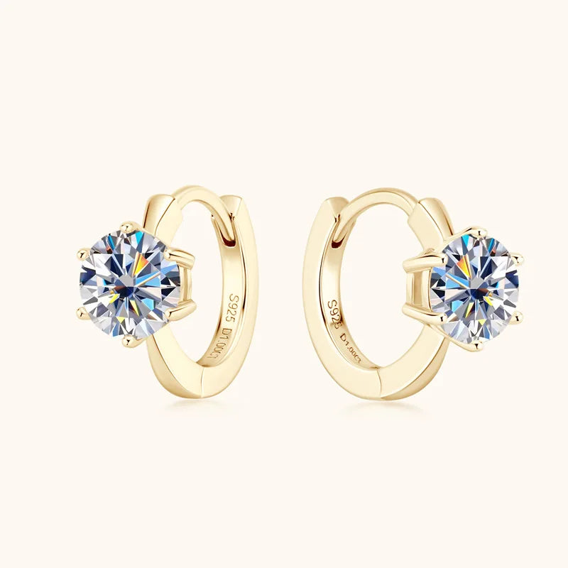 1 Carat Moissanite Stud Earrings 925 Sterling Silver Six-Prong Wedding Gift