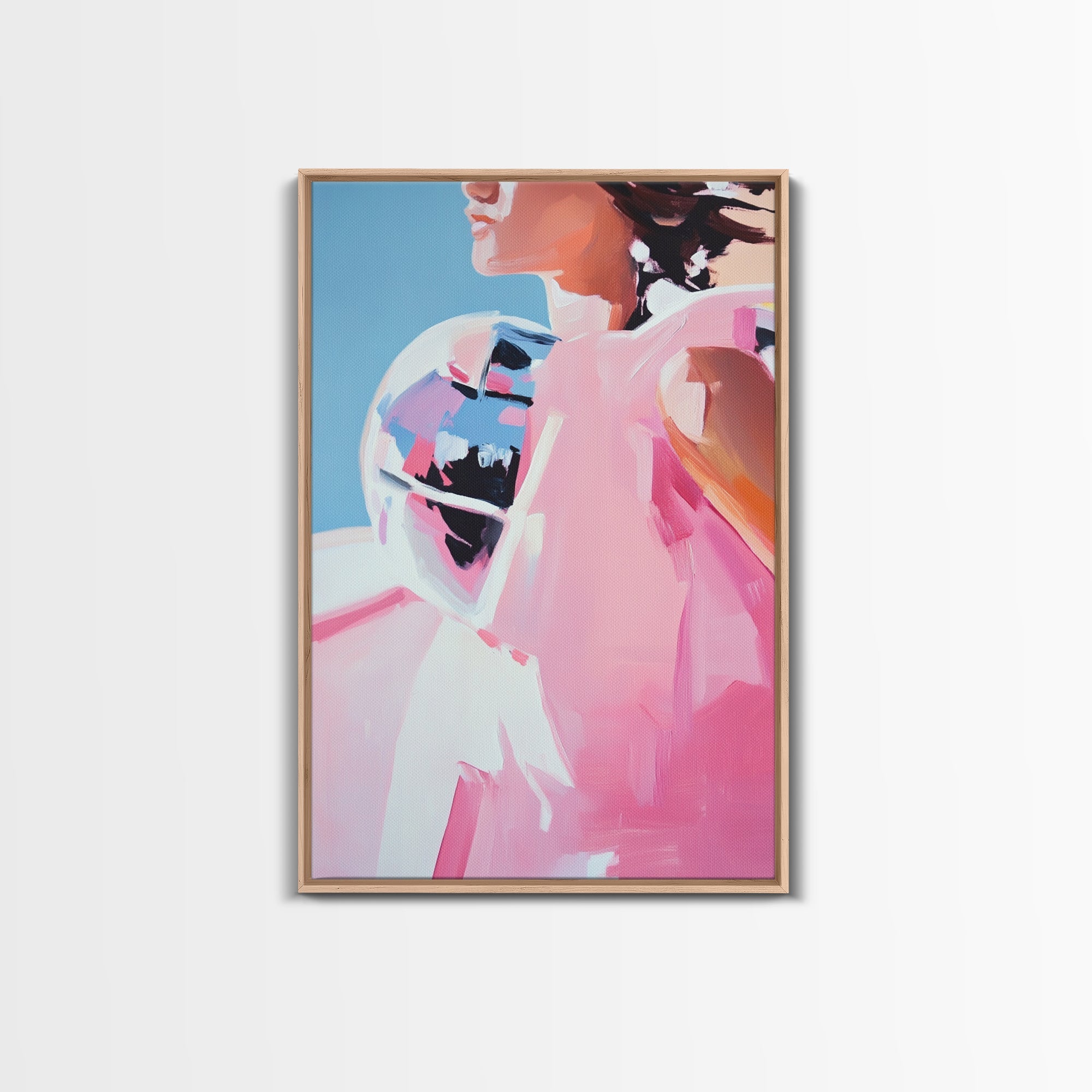 Mirror Ball, Feminine Glam Art, Abstract Reflection, Soft Pastel Aesthetic, Modern Minimalist Decor, Living Room Wall Art, Canvas Print