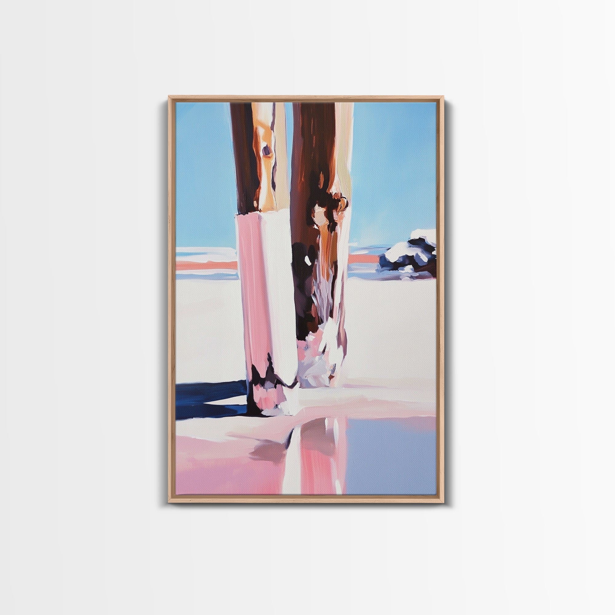 Wooden Pilings, Nautical Seaside Art, Framed Canvas Print, Coastal Minimalist Decor, Beach House Painting, Rustic Ocean Artwork