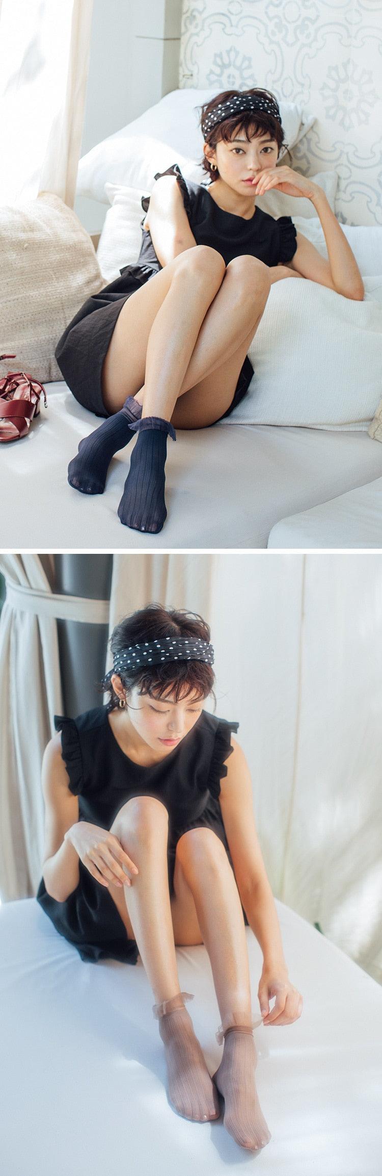 1 Pair Woman Socks Spring New Fashion Socks Solid Color Women Soft Cute Long Socks For Women Mesh Thin Socks High Quality Cotton Invisible Socks For Women