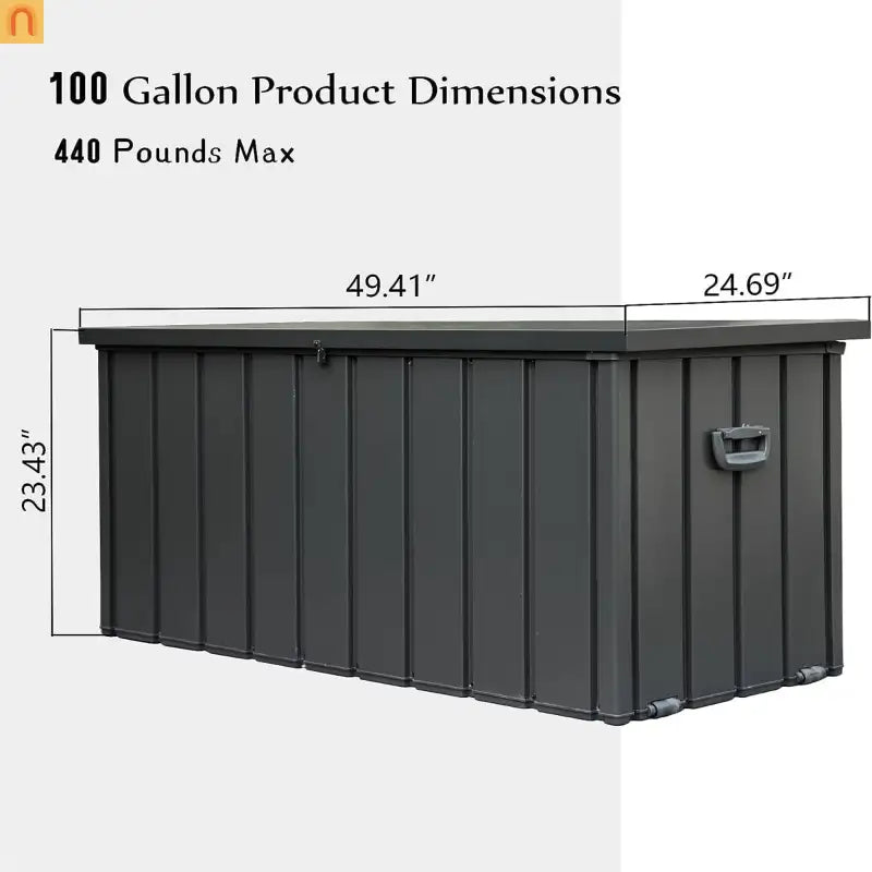 Outdoor Storage Deck Box Steel Dark Gray Lockable 100 Gallon