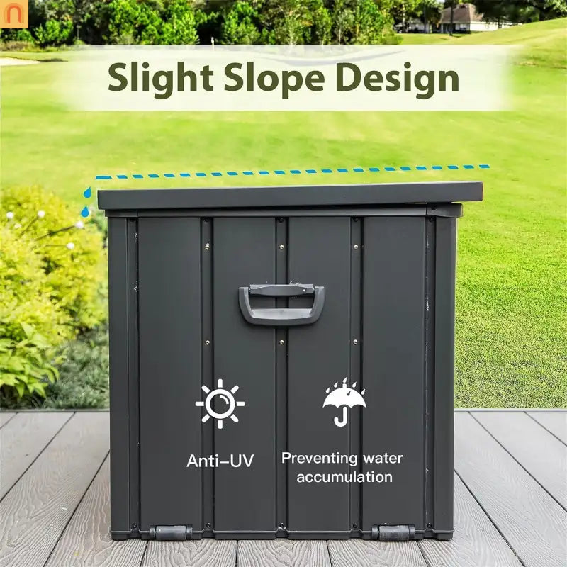 Outdoor Storage Deck Box Steel Dark Gray Lockable 100 Gallon