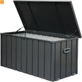 Outdoor Storage Deck Box Steel Dark Gray Lockable 100 Gallon