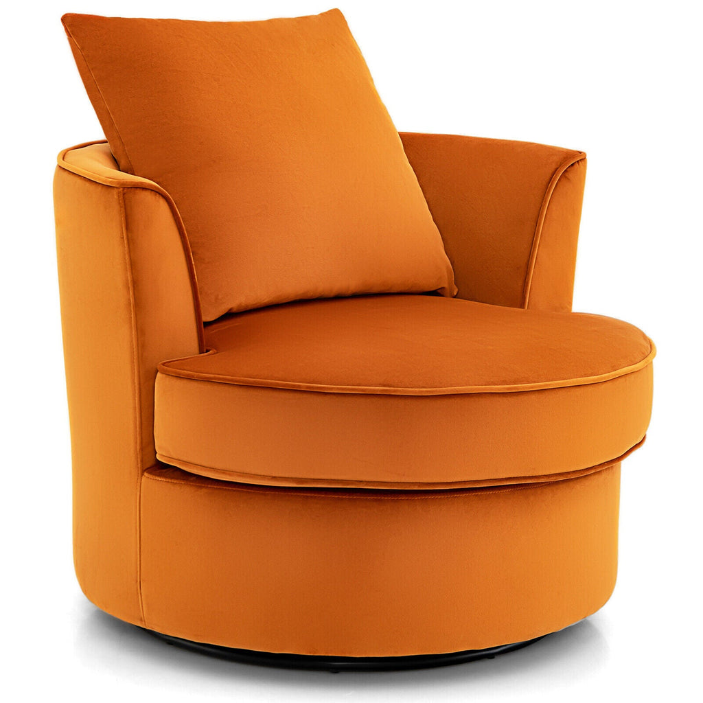 Modern 360¬∞ Swivel Barrel Chair with No Assembly Needed-Orange
