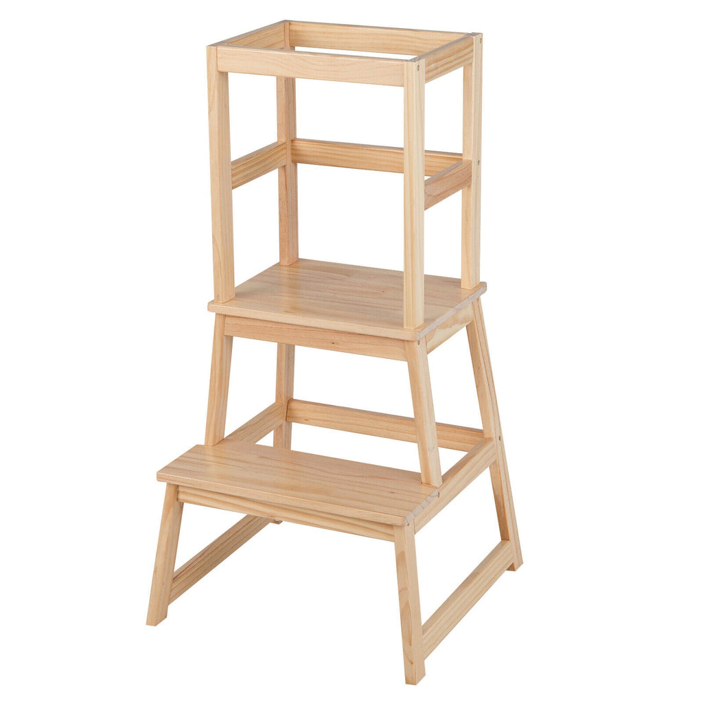 2-in-1 Multifunctional Toddler Step Stool with Safety Rail