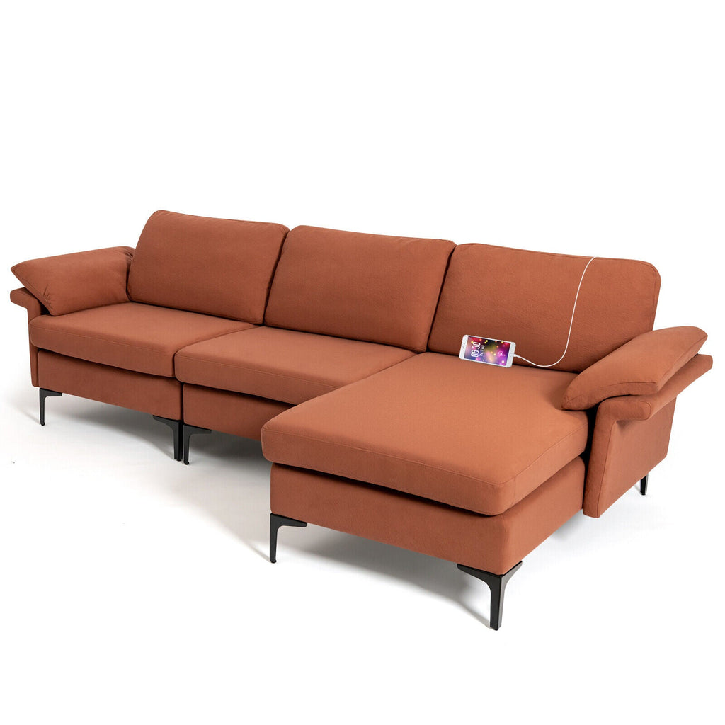Extra Large Modular L-shaped Sectional Sofa with Reversible Chaise for 4-5 People