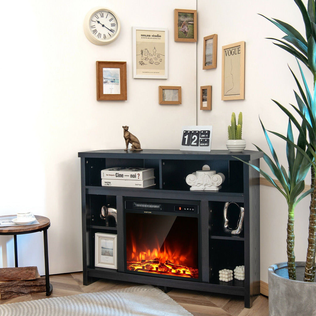Modern Corner TV Stand with Adjustable Shelves for TVs up to 48 Inch