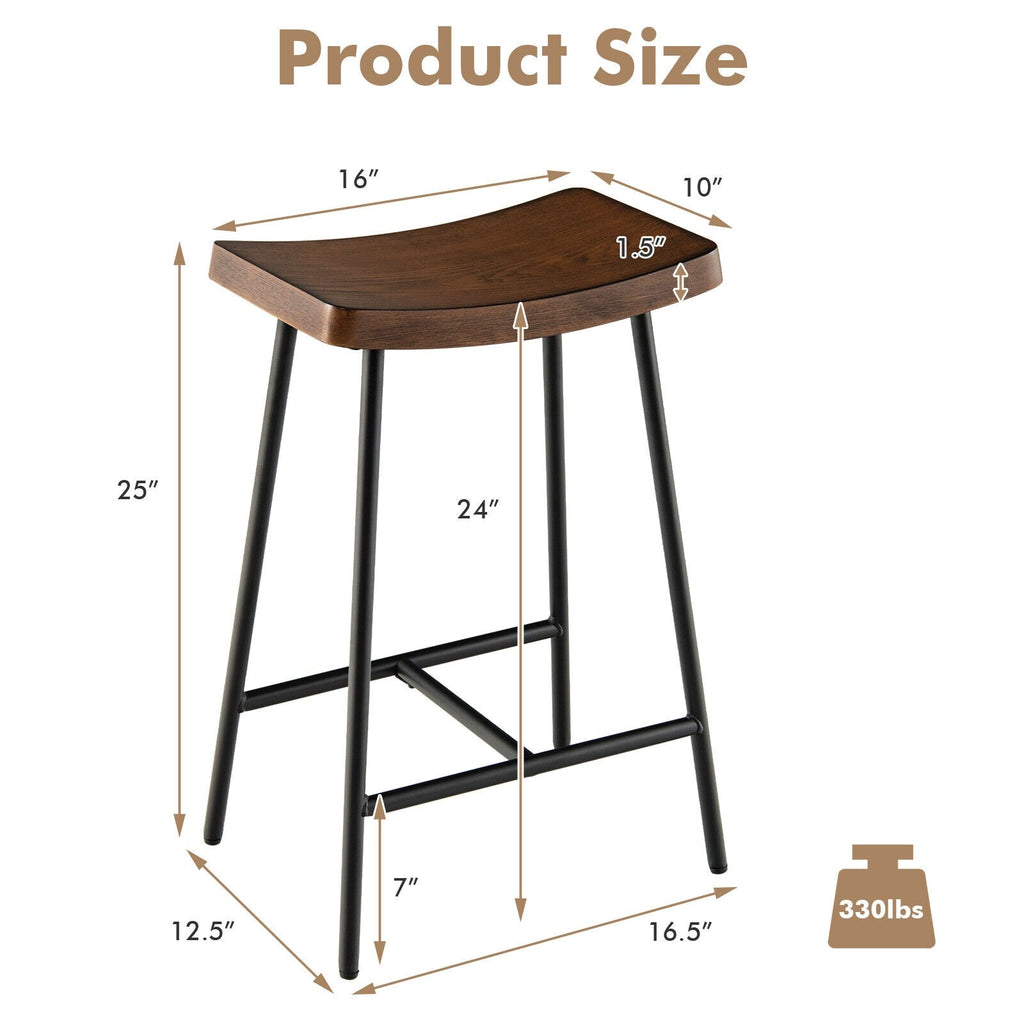 Industrial Saddle Stool with Metal Legs and Adjustable Foot Pads