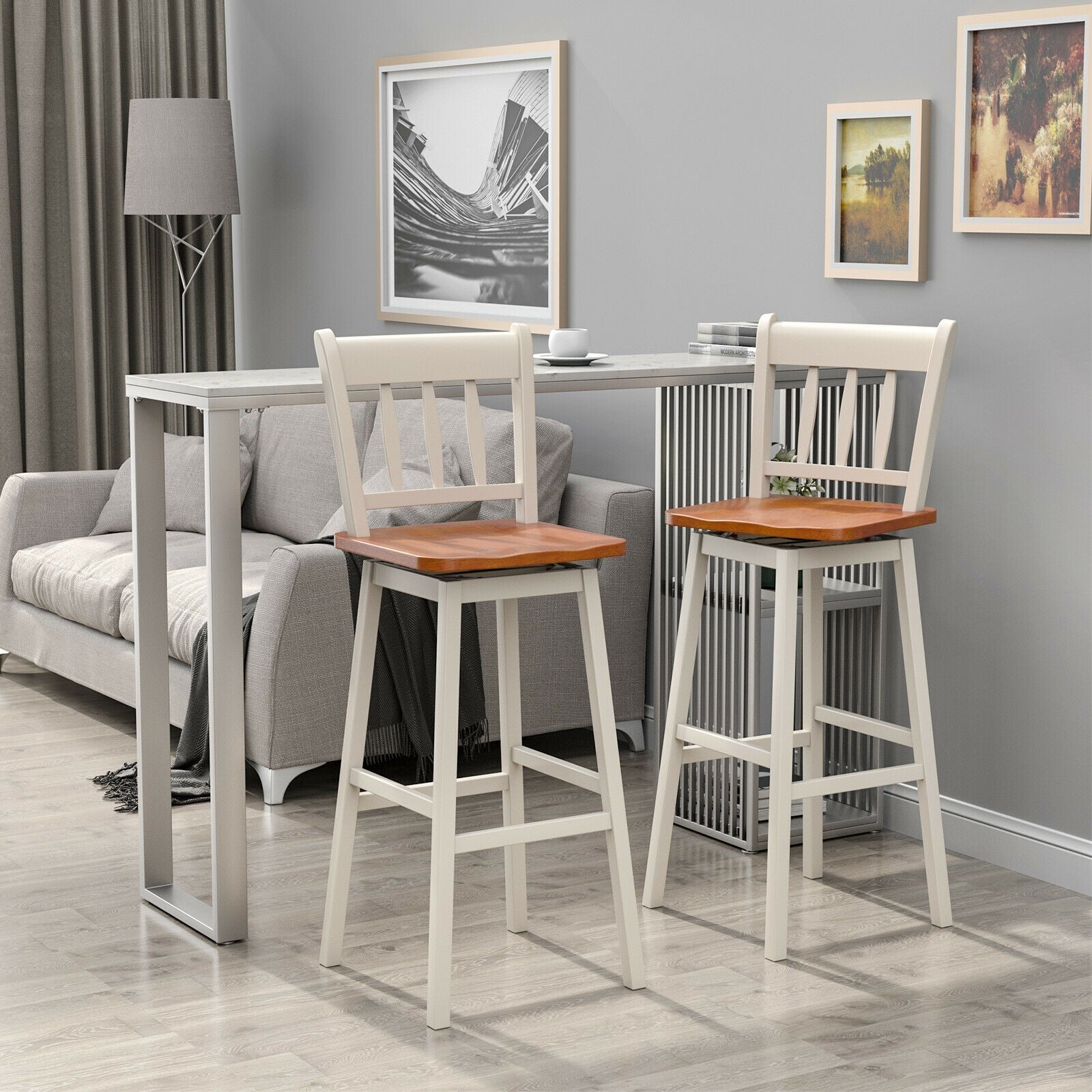 30.5 Inches Set of 2 Swivel Bar Stools with 360¬∞ Swiveling