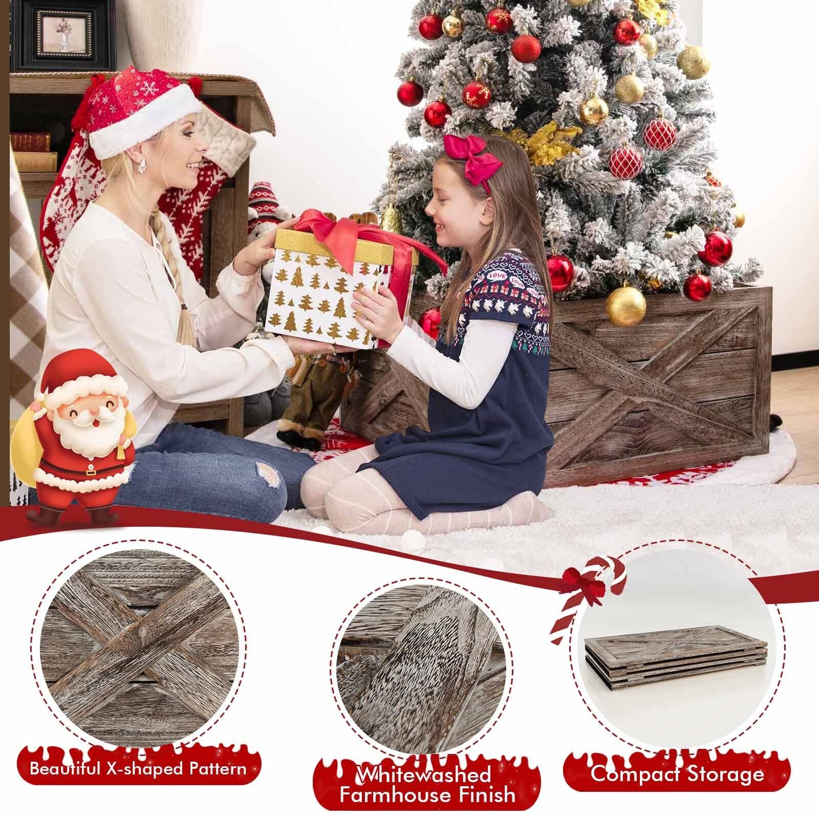 28.5 Inch Wooden Tree Collar Box for Indoor/Outdoor Use