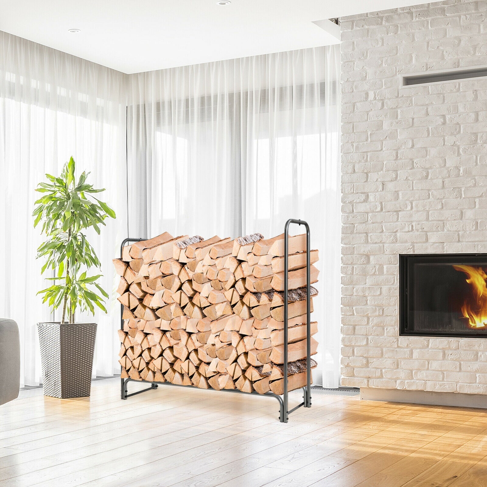 4 Feet/5 Feet/6 Feet/8 Feet Firewood Storage Log Rack