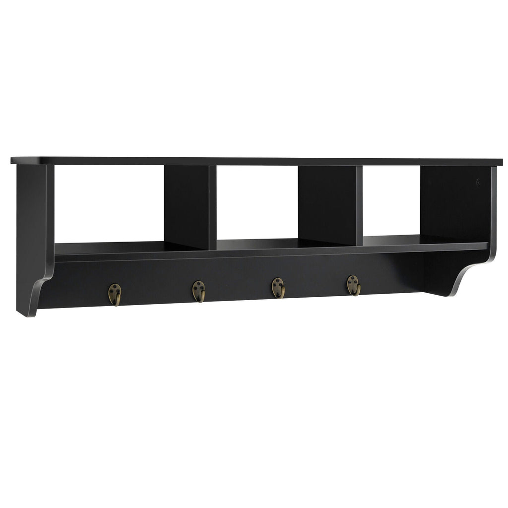 Wall Mount Cubby Organizer Hooks Entryway Storage Shelf