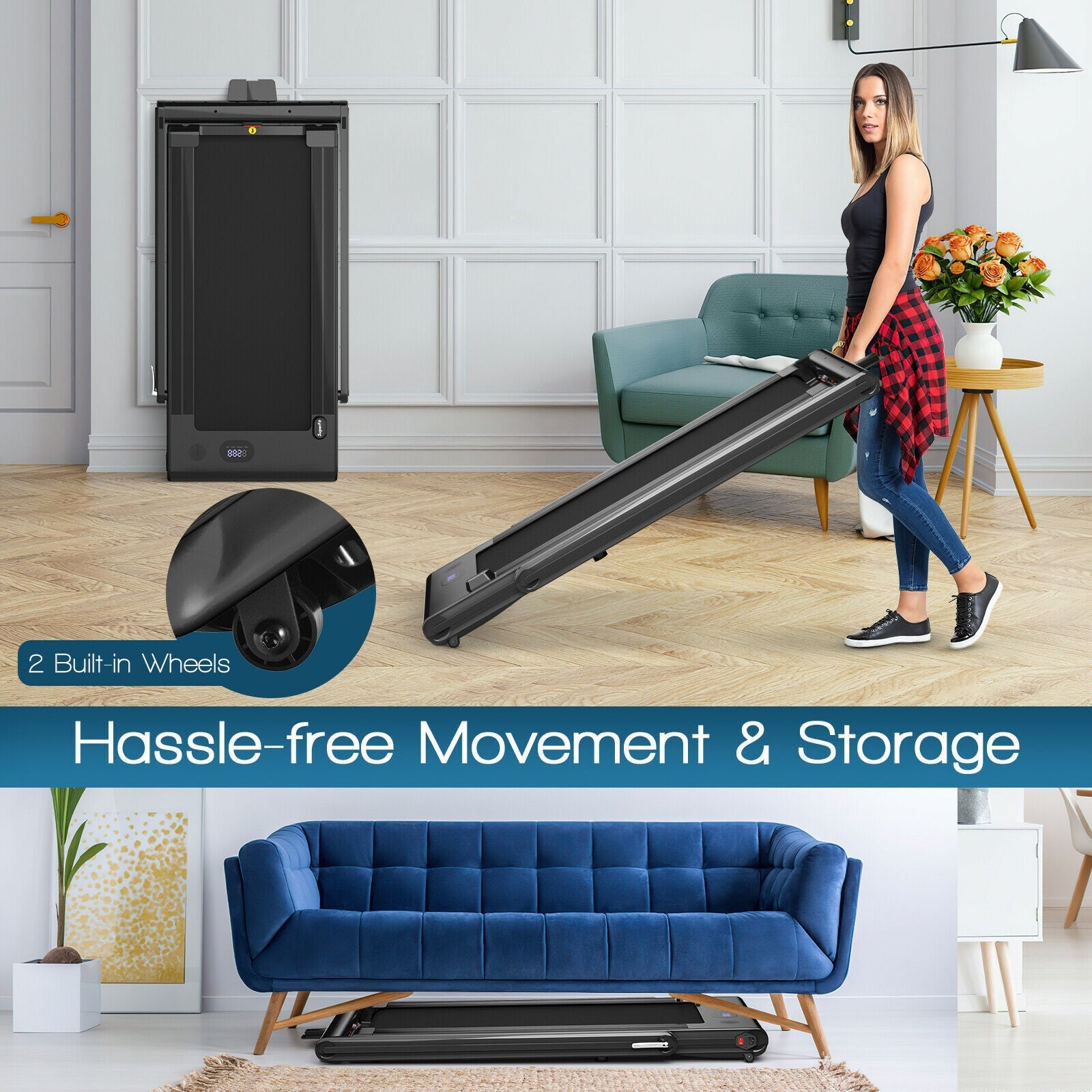 2-in-1 Folding Treadmill with Dual LED Display