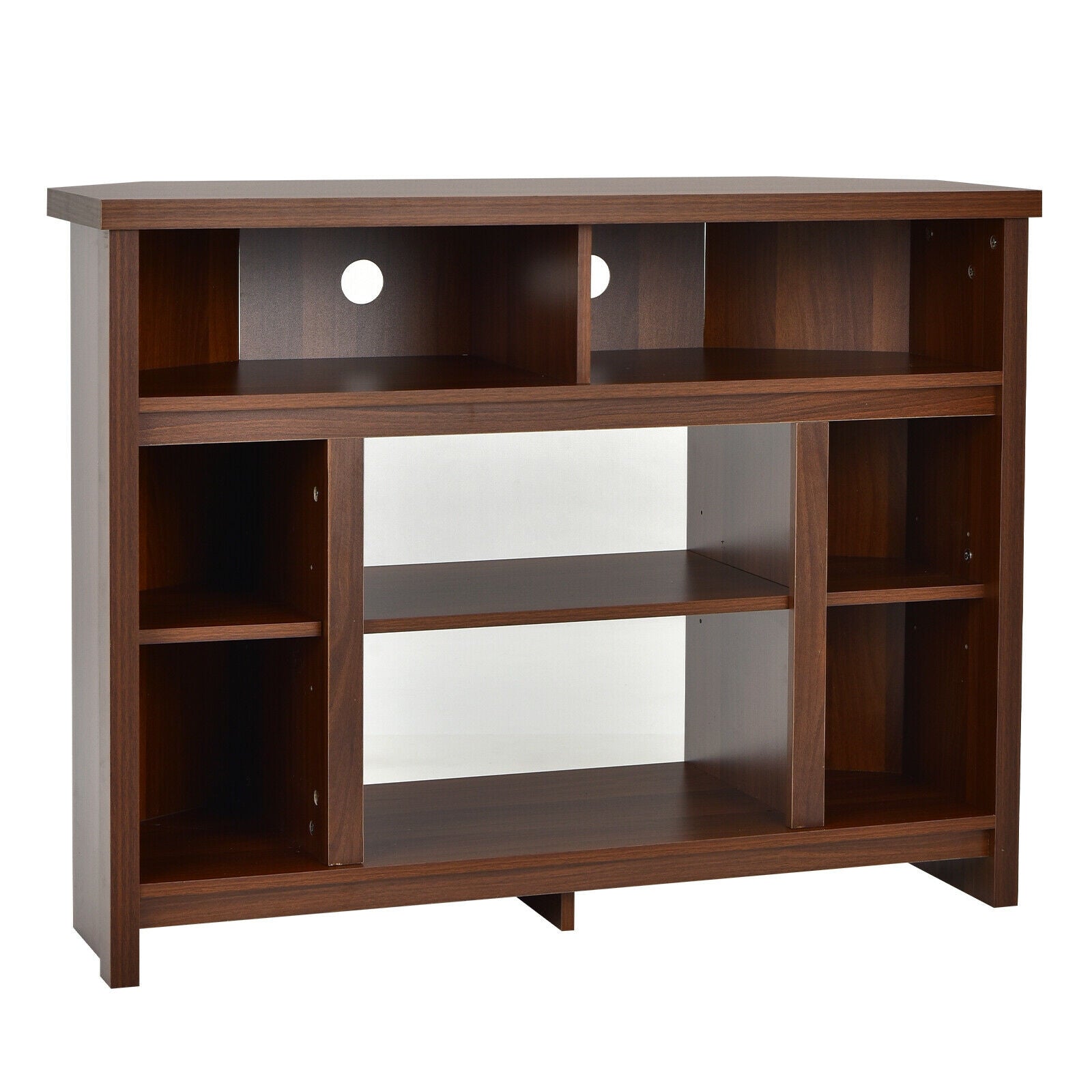 Modern Corner TV Stand with Adjustable Shelves for TVs up to 48 Inch