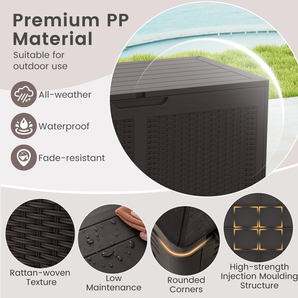 100 Gallon Resin Deck Box Outdoor Waterproof Storage Bench