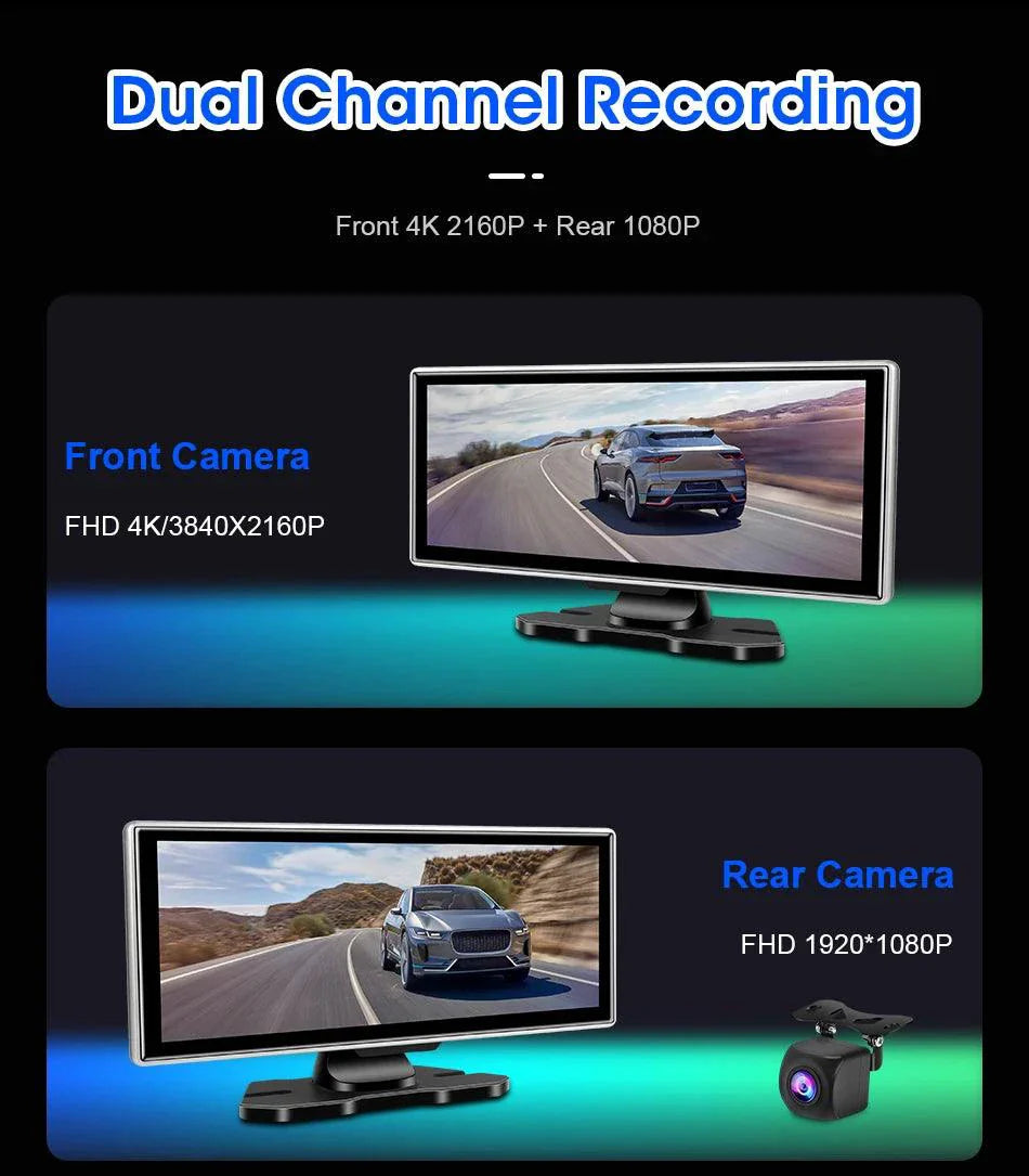 Dash Cam 10.11.26" with 4K Resolution and GPS