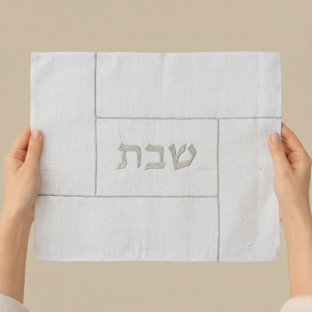 Minimalist Challah Cover Made from Premium Linen Fabric - Shabbat Series
