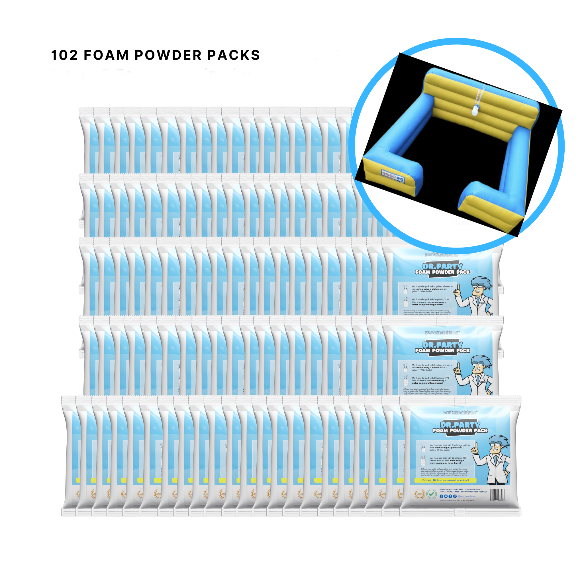 FOAM POWDER PACKS – 120 PACKS + All in one backyard foam pit
