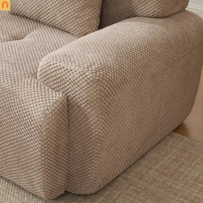 Sectional Sofa L-Shape Polyester Taupe 4 Seat Ottoman 3 Pillows 104 In