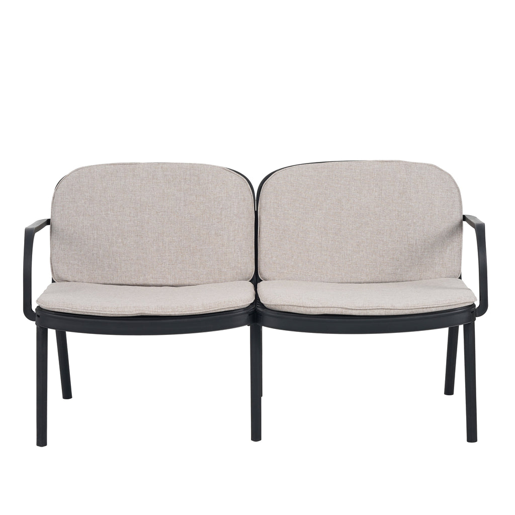Outdoor Chat Set Polypropylene Black Beige Cushion 3 Piece Loveseat