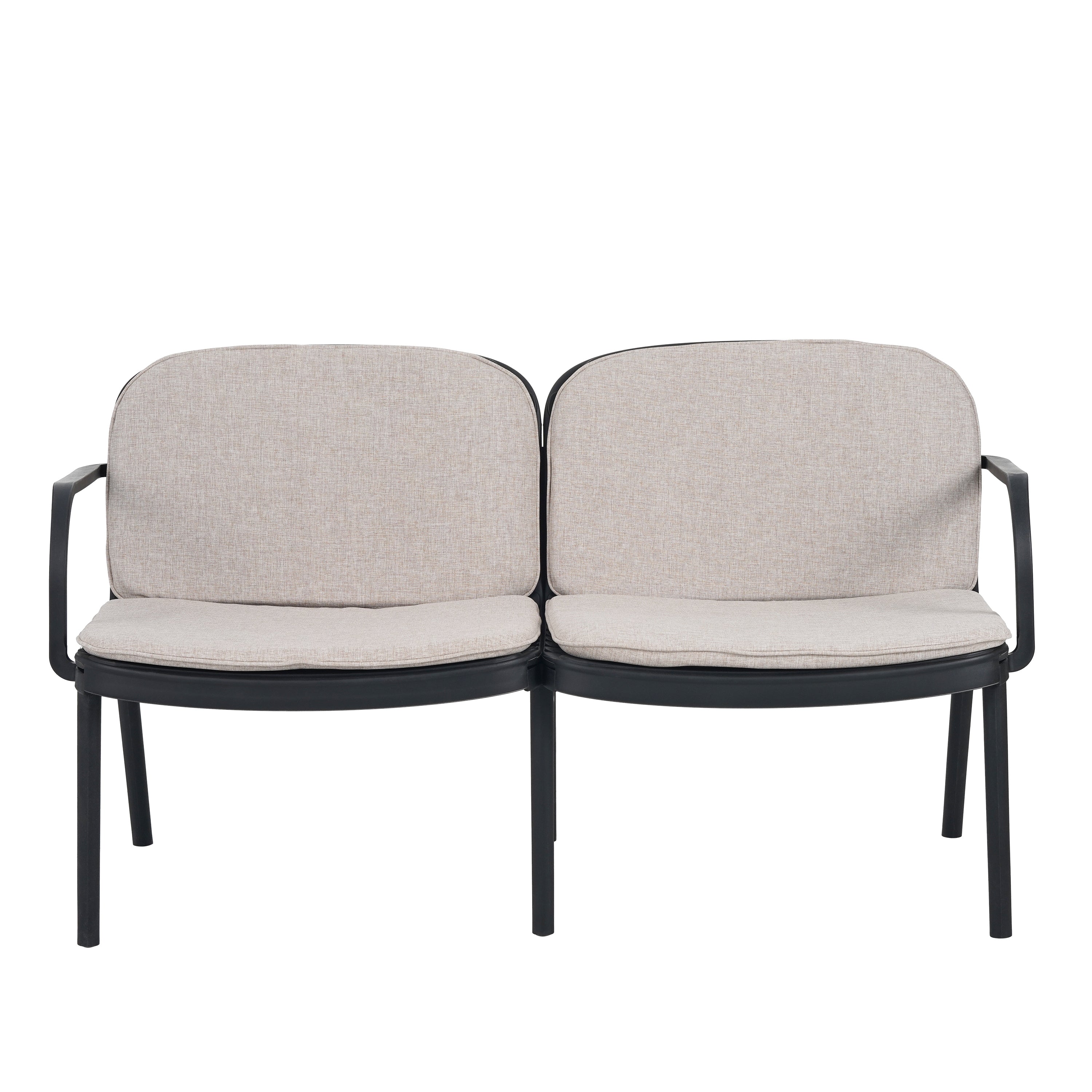 Outdoor Chat Set Polypropylene Black Beige Cushion 3 Piece Loveseat