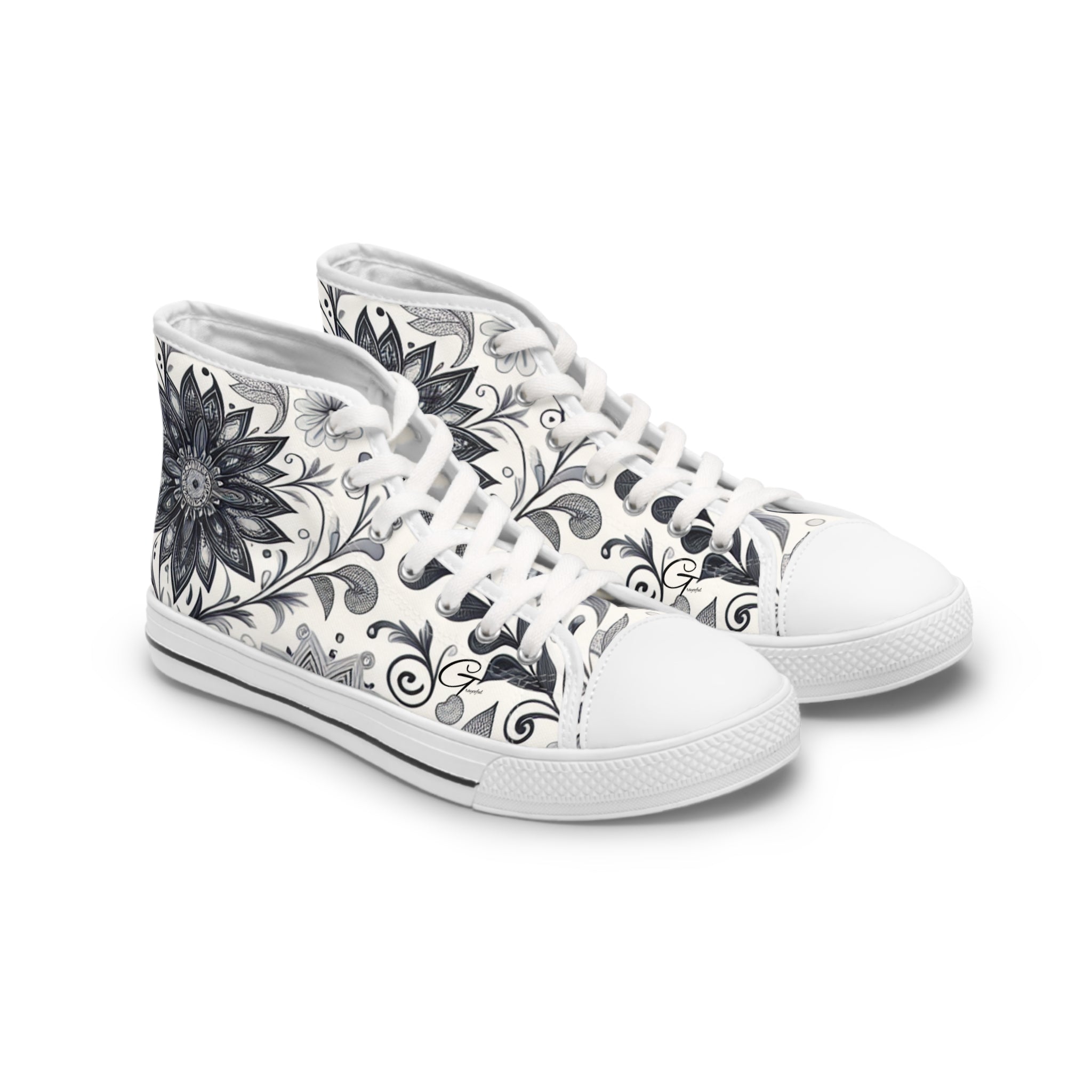 Elegant Floral Women's High Top Sneakers | Stylish Footwear for All Occasions, Casual Wear, Unique Gifts, Trendy Sneakers, Fashion Footwear