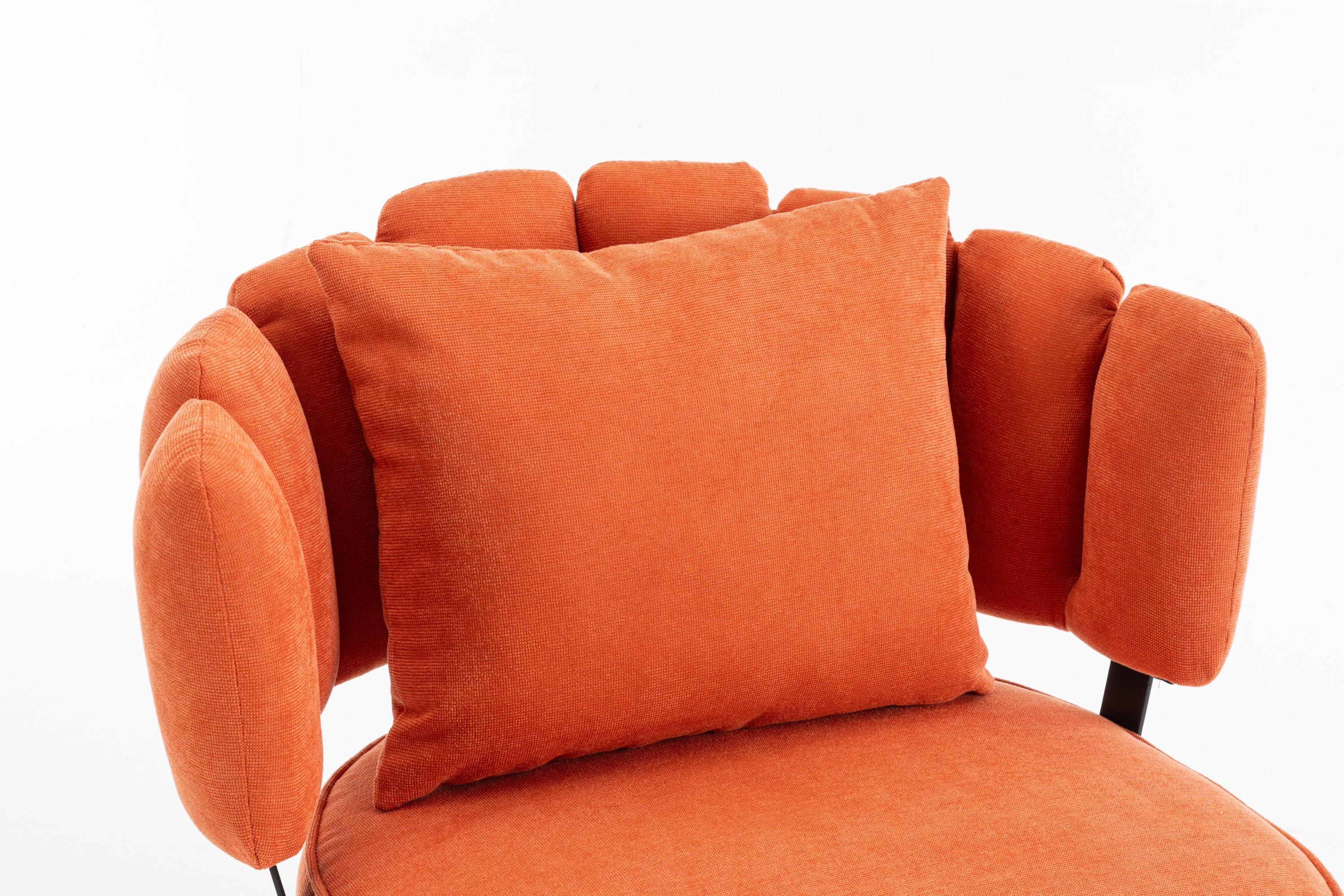 Accent Chair Barrel Armless Chenille Orange Pocket Coil Curved Arms 300 LB