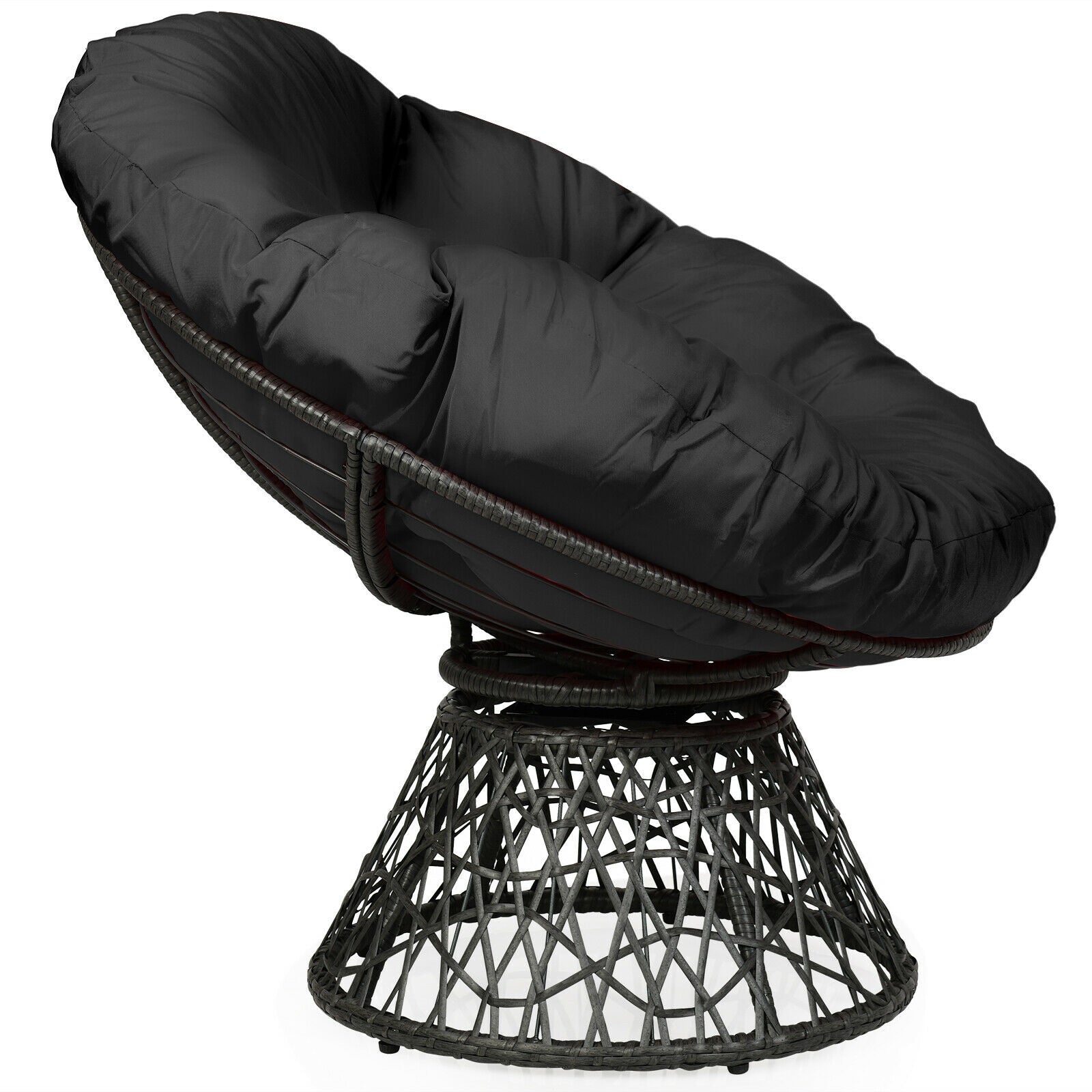 Rattan Papasan Chair Ergonomic 360-degree Swivel Soft Cushion Garden