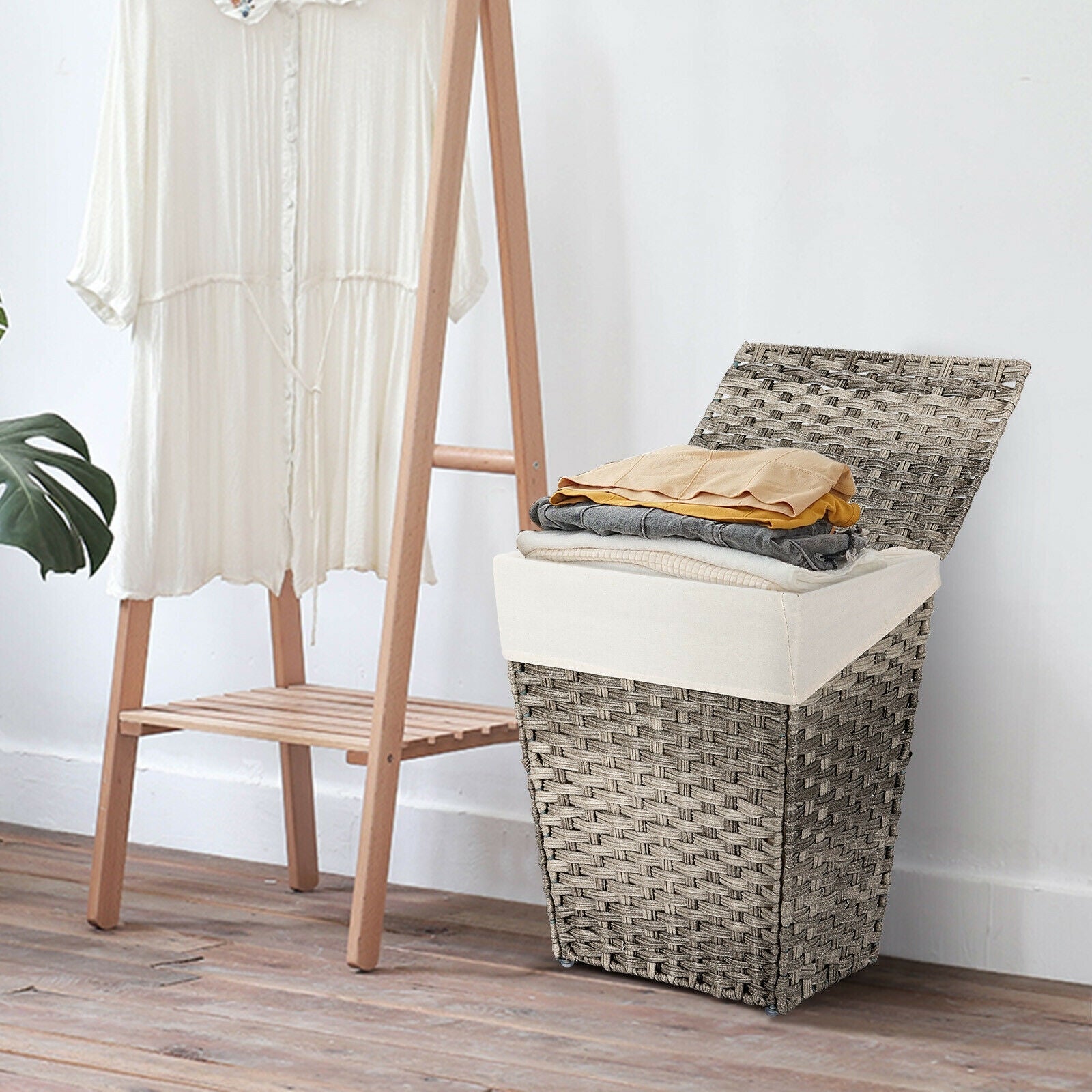 Foldable Handwoven Laundry Hamper with Removable Liner