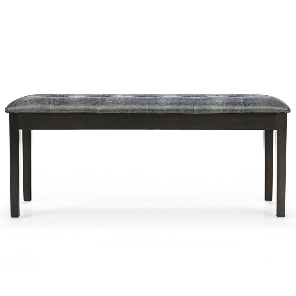 Upholstered Dining Room PU Bench Solid Wood Button Tufted