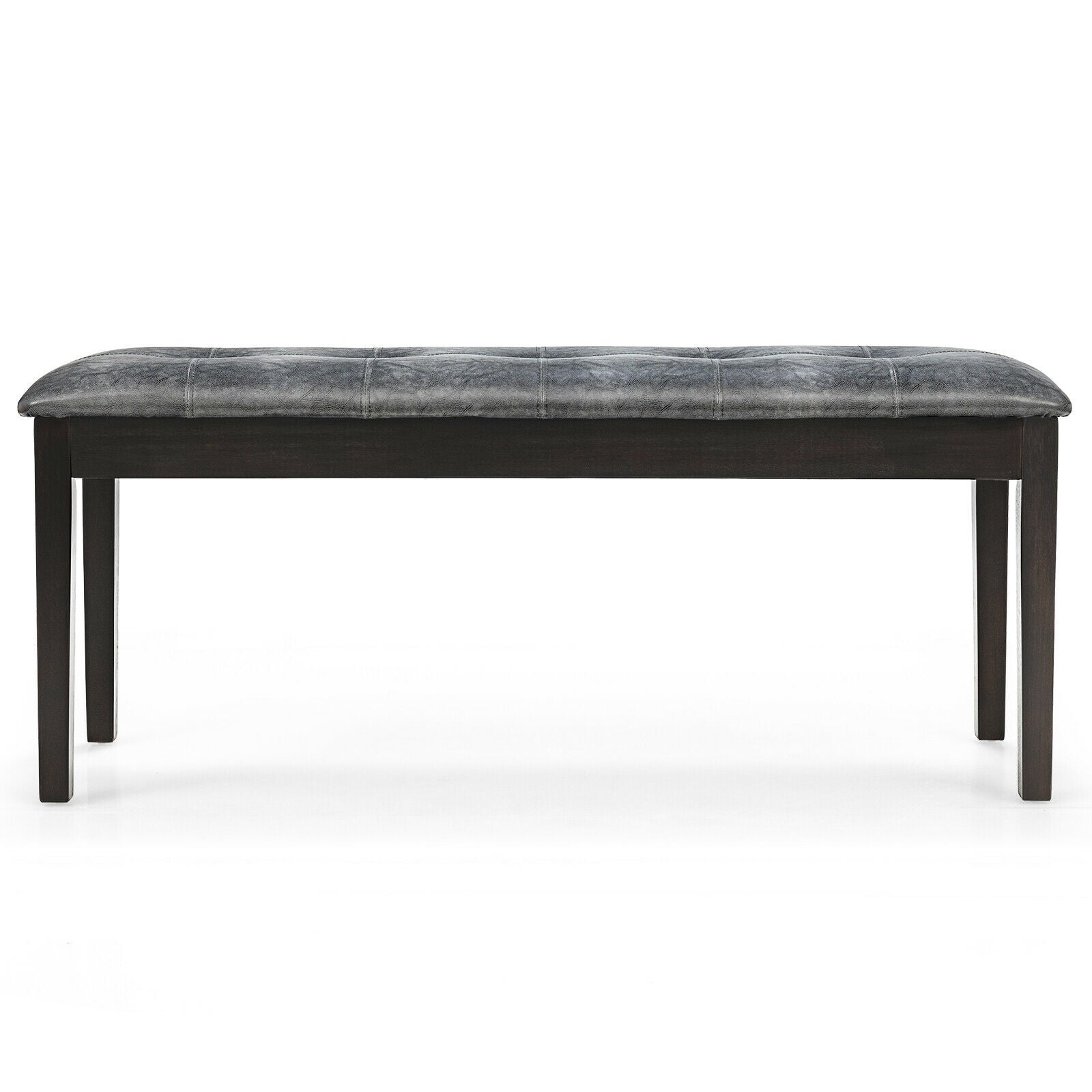 Upholstered Dining Room PU Bench Solid Wood Button Tufted