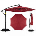 10 FT Solar LED Offset Cantilever Patio Umbrella Hanging Outdoor Market Umbrella