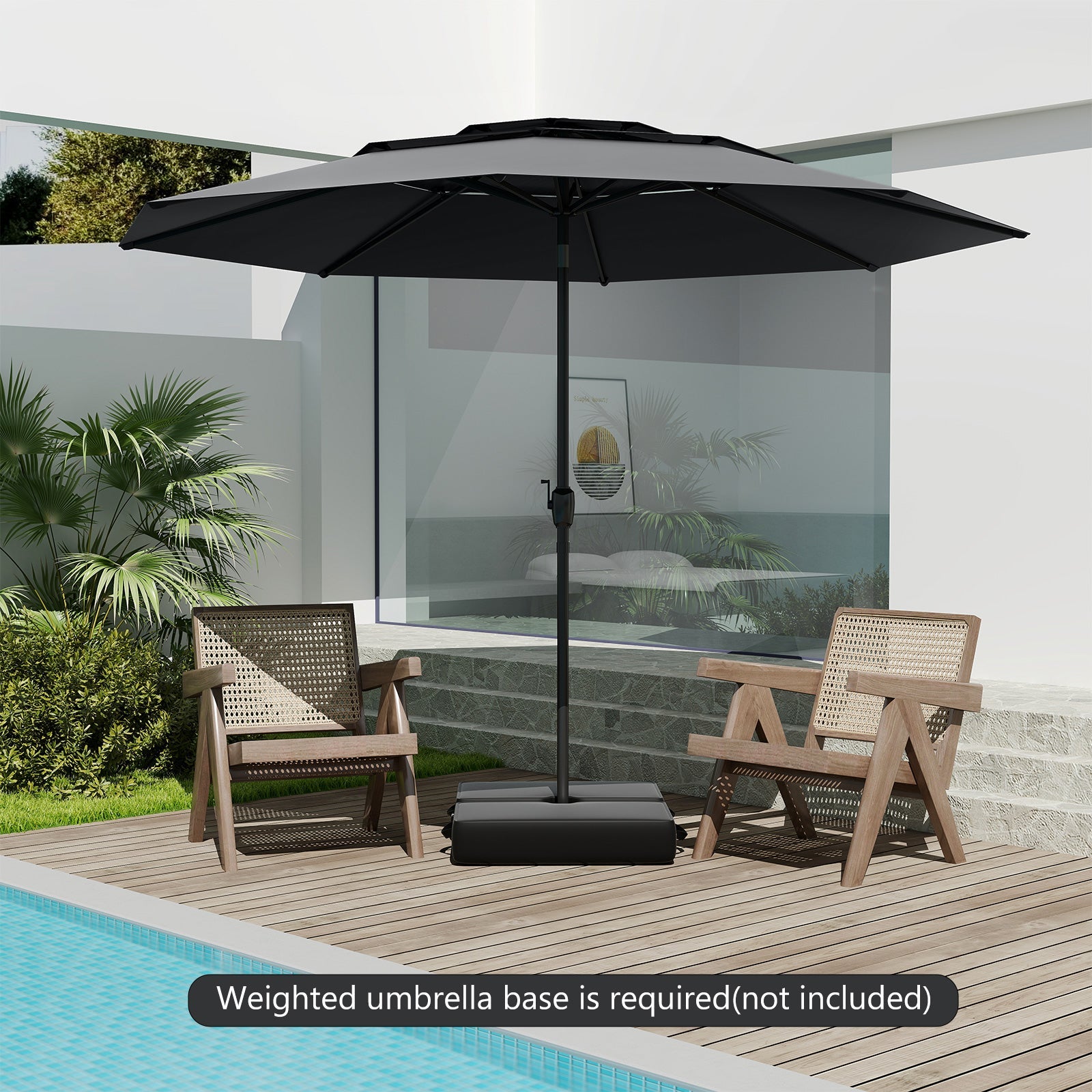 10 ft 3-tier Vented Patio Umbrella with Push Button Tilt